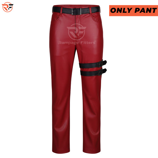 Men's Gothic Red Leather Suit | Devil May Cry Dante Cosplay Costume with Coat, Vest & Pants