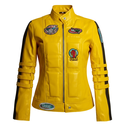 Kill Bill Yellow Leather Suit | The Bride Cosplay Costume | Beatrix Kiddo Jacket and Pants | Halloween Movie Outfit for Women