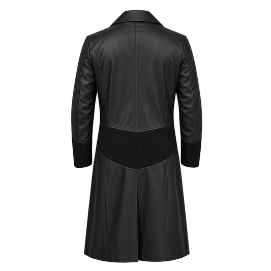 Black Leather Captain Hook's Coat: Vintage Pirate Costume Trench | Nosferatu coat