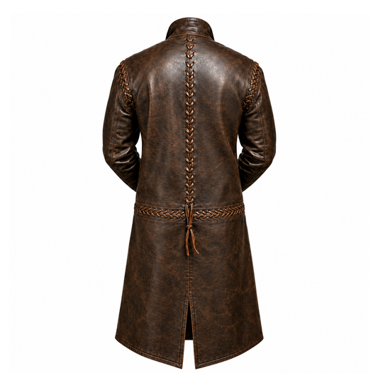 Medieval Ranger Duster Coat in Genuine Buffalo Leather – Strider Inspired Renaissance Cosplay Outerwear