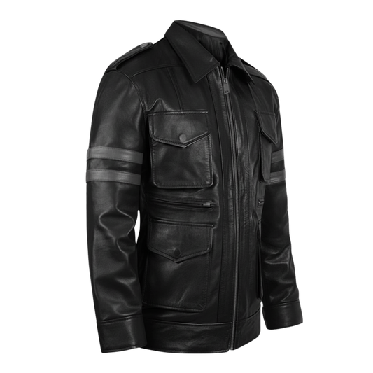 Resident Evil 6 Leather Jacket: Leon Kennedy Black Cosplay Costume Jacket