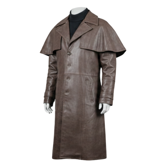 Bloodbornes Hunter Leather Coat: Distressed Gothic Trench, Halloween Cosplay