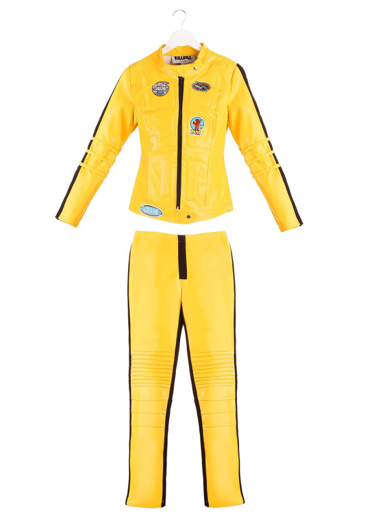 Kill Bill Yellow Leather Suit | The Bride Cosplay Costume | Beatrix Kiddo Jacket and Pants | Halloween Movie Outfit for Women