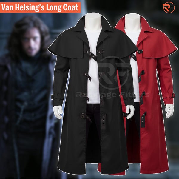 Van Helsing Canvas Long Coat | Black Trench Vampire Cosplay Costume