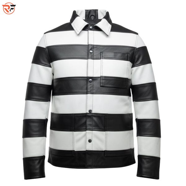 Prisoner Cowhide Leather Jacket Mens Biker jacket with protections