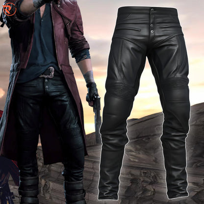 Men's Padded Biker Motorcycle Leather CE Armoured Trousers | Biker Cargo Pants