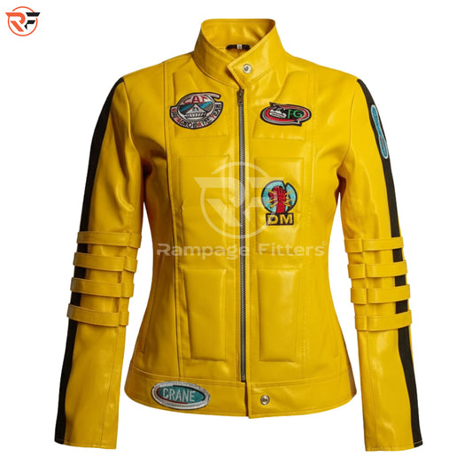 Kill Bill Yellow Leather Suit | The Bride Cosplay Costume | Beatrix Kiddo Jacket and Pants | Halloween Movie Outfit for Women