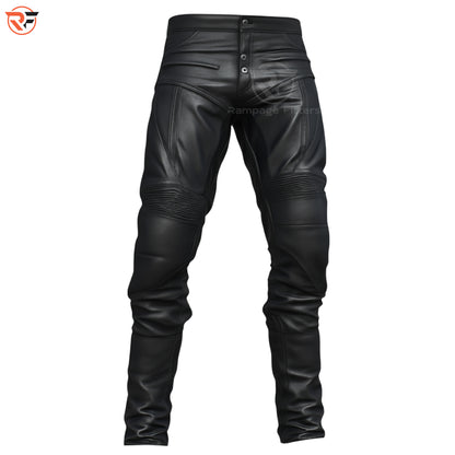 Men's Padded Biker Motorcycle Leather CE Armoured Trousers | Biker Cargo Pants