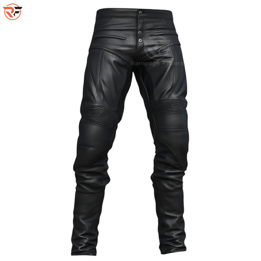 Men's Padded Biker Motorcycle Leather CE Armoured Trousers | Biker Cargo Pants