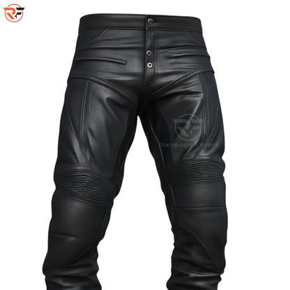 Men's Padded Biker Motorcycle Leather CE Armoured Trousers | Biker Cargo Pants