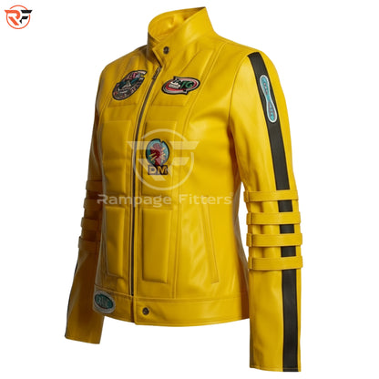 Kill Bill Yellow Leather Suit | The Bride Cosplay Costume | Beatrix Kiddo Jacket and Pants | Halloween Movie Outfit for Women