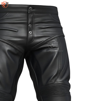 Men's Padded Biker Motorcycle Leather CE Armoured Trousers | Biker Cargo Pants