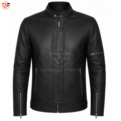 Men's Black Studded Leather Biker Jacket – Punk Rock Motorcycle Jacket, Silver Studded Leather Jacket