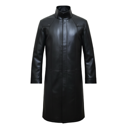 Shield Director Black Leather Coat | Comic Book Hero Cosplay Duster | Men's Long Tactical Leather Jacket | Secret Spy Costume Movie Replica