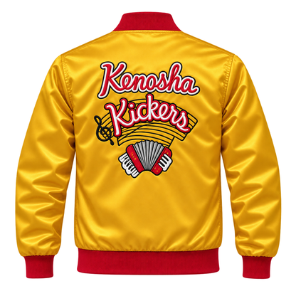 Home Alone Kenosha Kickers Yellow Satin Bomber Jacket