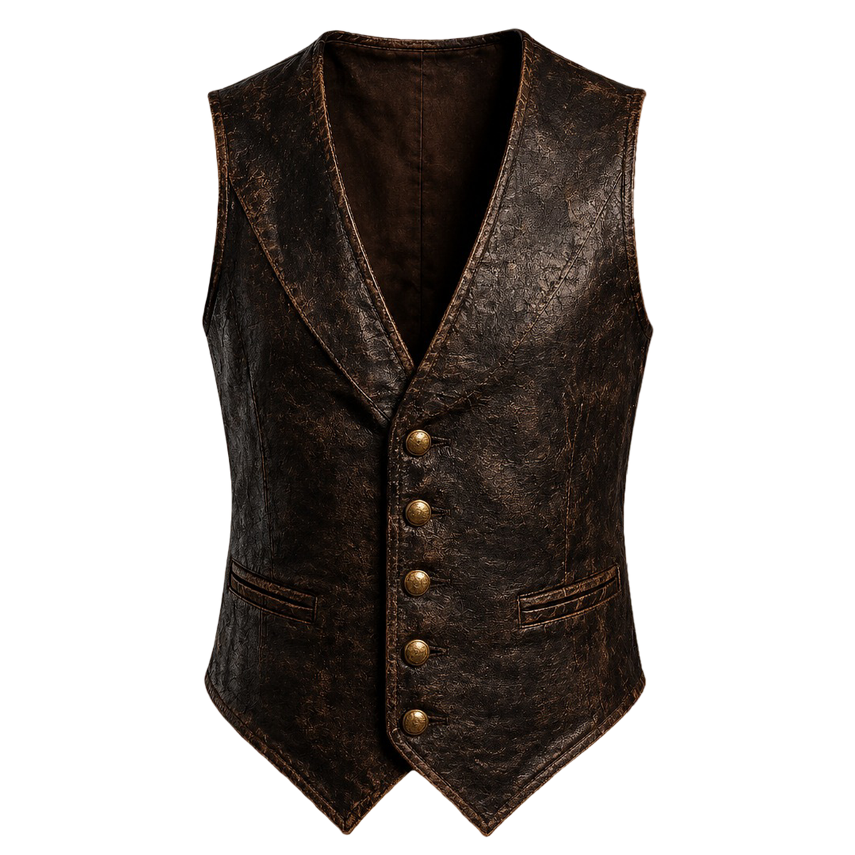 Men's Distressed Brown Leather Pirate Suit