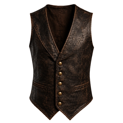 Men's Distressed Brown Leather Pirate Suit