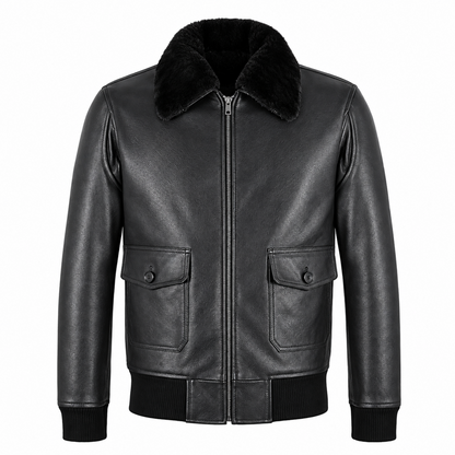 Handcrafted Black Trucker Leather Jacket-Real Sheepskin Biker Style Coat – Classic Jacket for Men