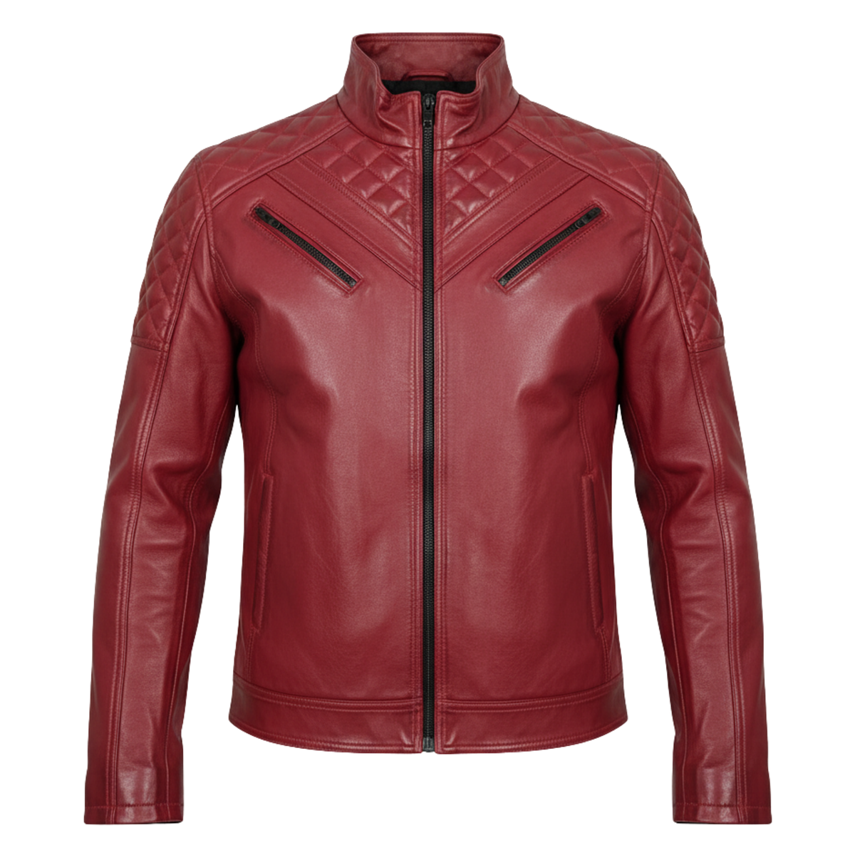Men's Genuine Sheepskin Leather Biker Jacket – Black Motorcycle Jacket