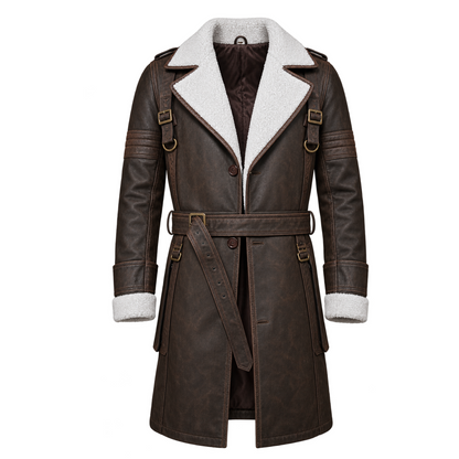 Elder Maxson Fallout 4 Distressed Coat: Real Leather Military Trench Cosplay Coat