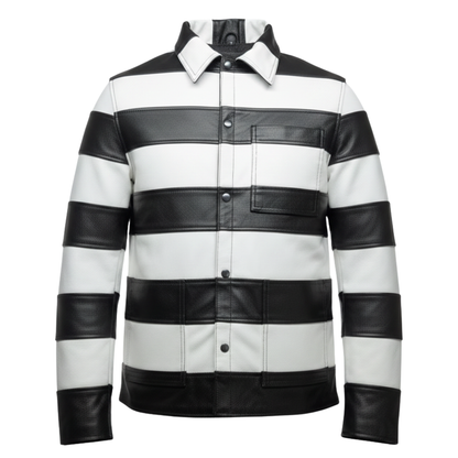 Prisoner Cowhide Leather Jacket Mens Biker jacket with protections