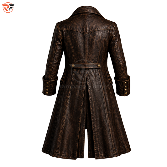 Men's Distressed Brown Leather Pirate Suit