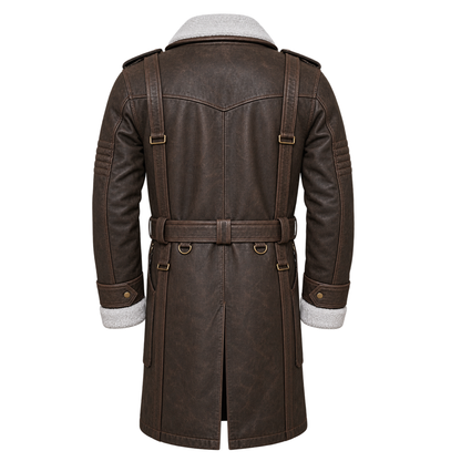 Elder Maxson Fallout 4 Distressed Coat: Real Leather Military Trench Cosplay Coat