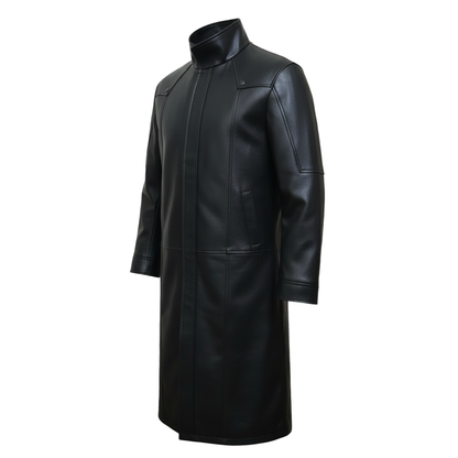 Shield Director Black Leather Coat | Comic Book Hero Cosplay Duster | Men's Long Tactical Leather Jacket | Secret Spy Costume Movie Replica
