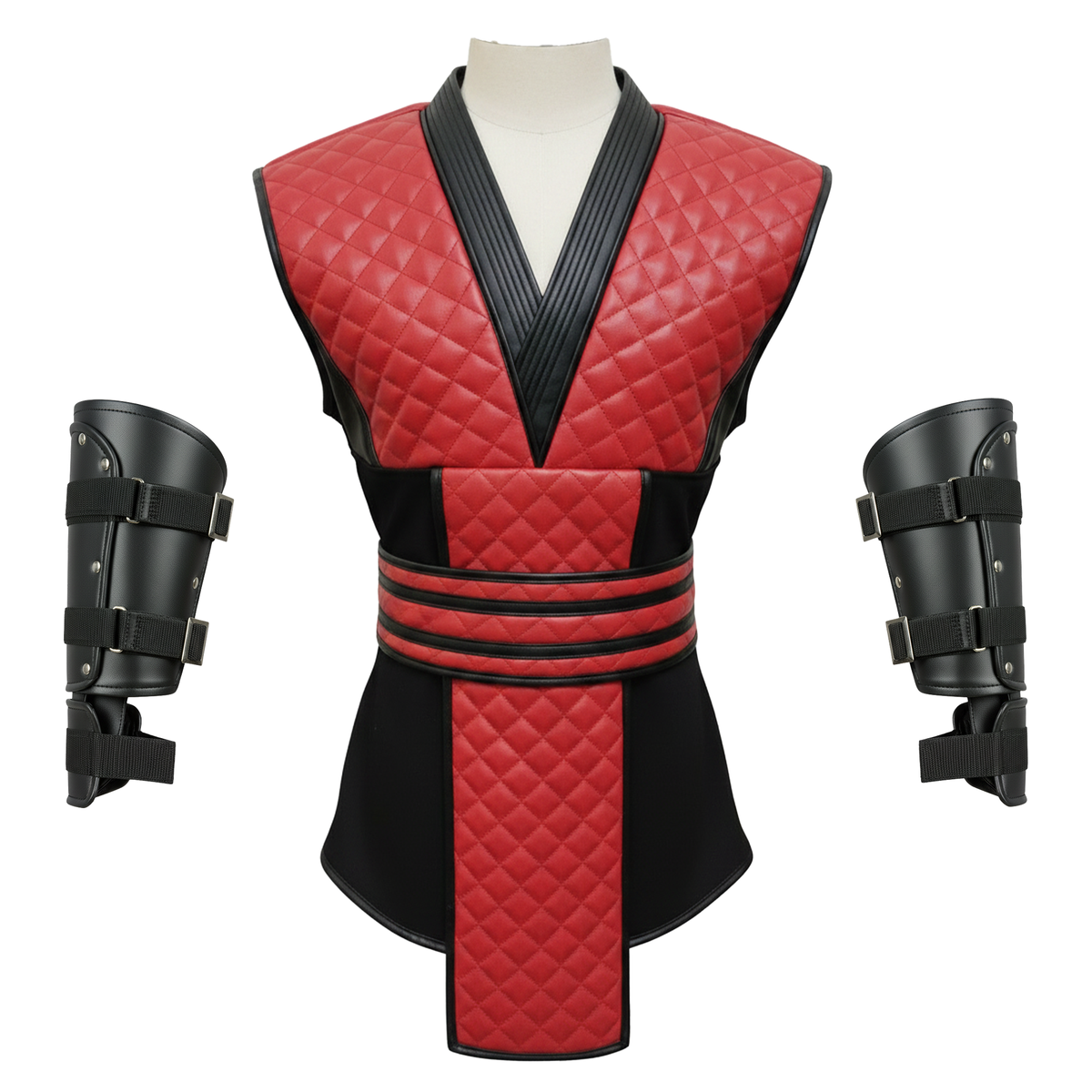 Red Ninja Leather Armour Set | Quilted Warrior Cosplay Costume