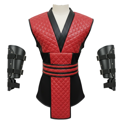 Red Ninja Leather Armour Set | Quilted Warrior Cosplay Costume