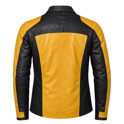 Men's Black & Yellow Leather Jacket | Cole MacGrath In-famous Cosplay Jacket  | Gamer Costume