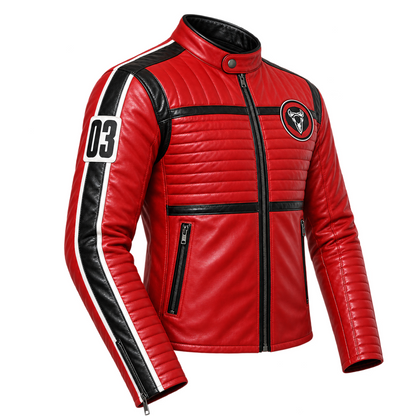 Kobra Kid Red Leather Café Racer Jacket | My Chemical Romance Cosplay