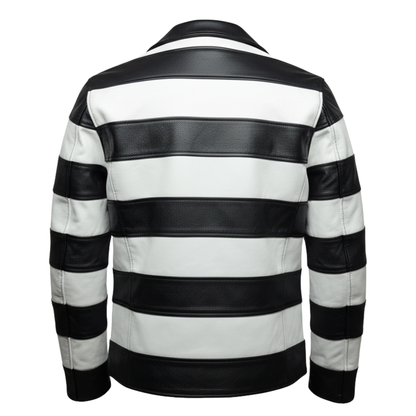 Prisoner Cowhide Leather Jacket Mens Biker jacket with protections