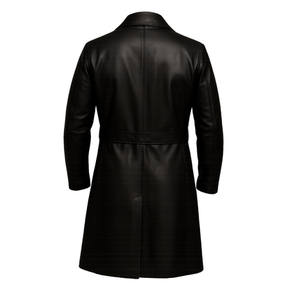 Men's Black Leather Willem Dafoe The Grand Budapest Hotel Trench Coat