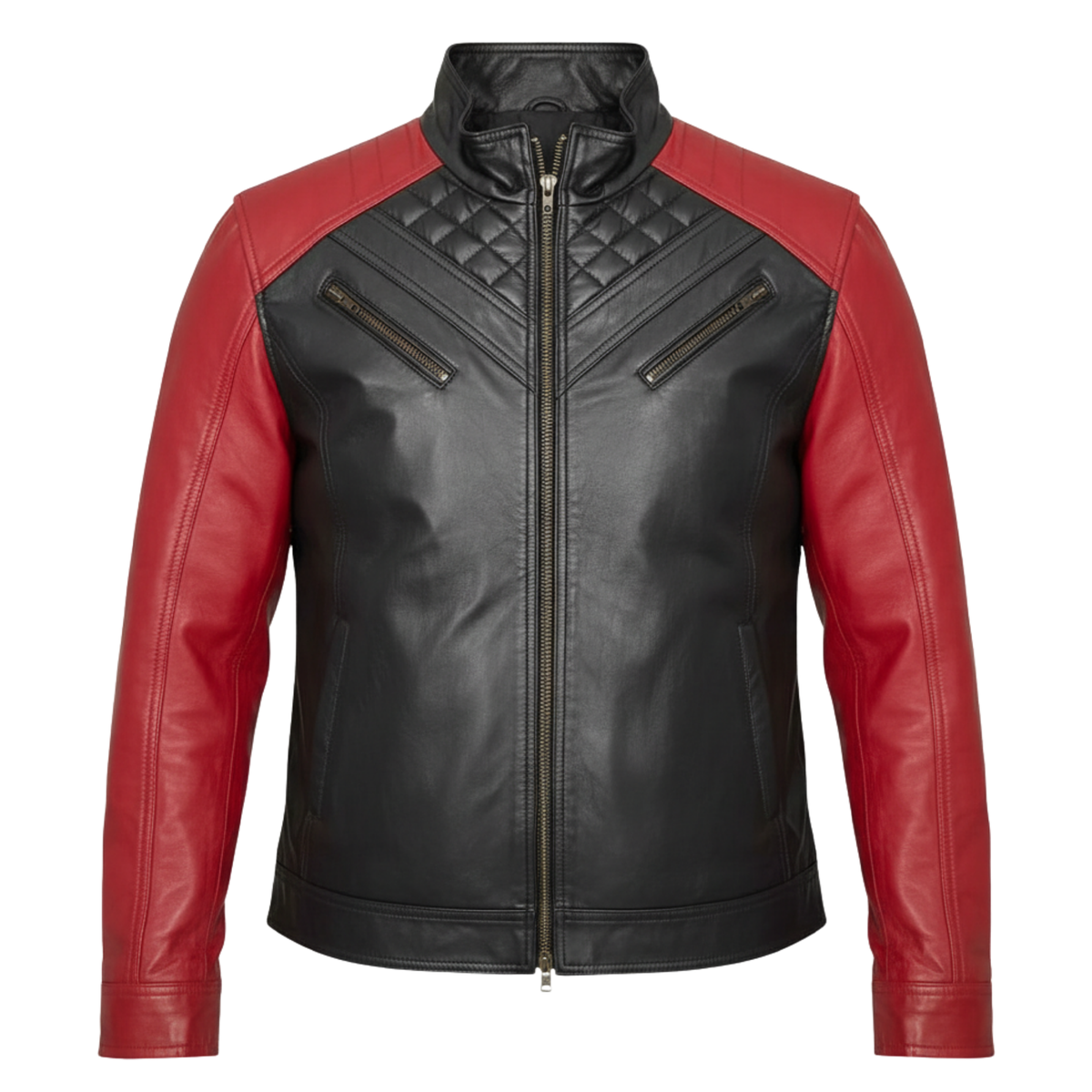 Men's Genuine Sheepskin Leather Biker Jacket – Black Motorcycle Jacket