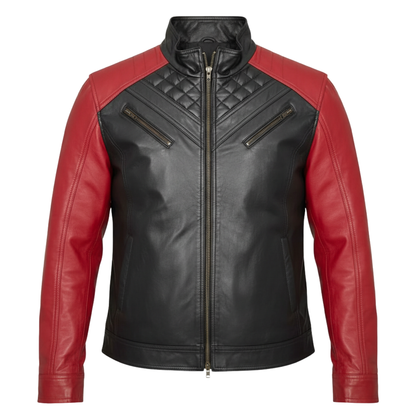Men's Genuine Sheepskin Leather Biker Jacket – Black Motorcycle Jacket
