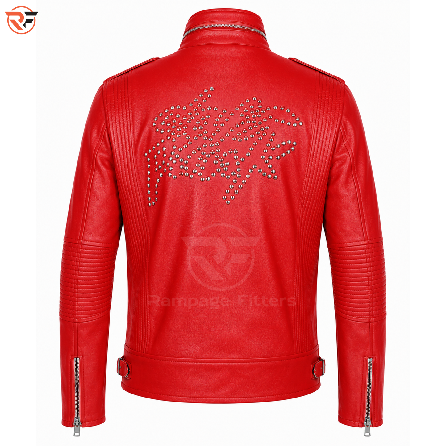 Men's Black Studded Leather Biker Jacket – Punk Rock Motorcycle Jacket, Silver Studded Leather Jacket