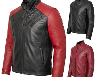 Men's Genuine Sheepskin Leather Biker Jacket – Black Motorcycle Jacket