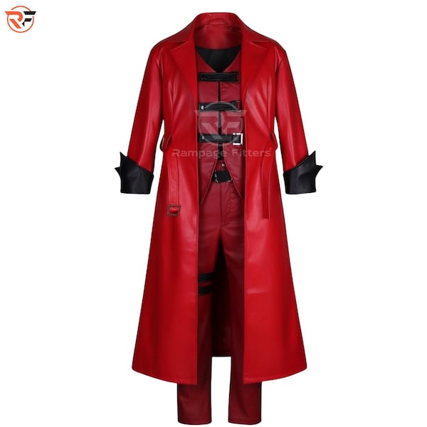 Men's Gothic Red Leather Suit | Devil May Cry Dante Cosplay Costume with Coat, Vest & Pants