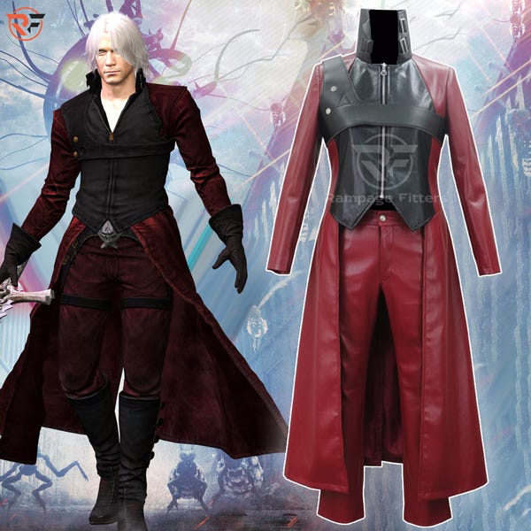 May Cry 2 Dante Trench Coat & Pant | DMC2 Demon Hunter Cosplay Costume