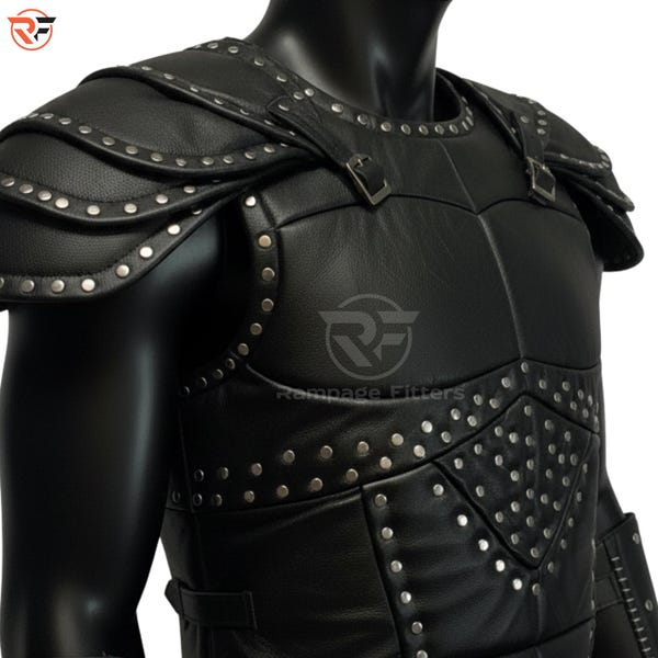 Witcher Leather Costume | Men's Black Assassin Costume Full Warrior Cosplay Outfit & Ren Faire Set