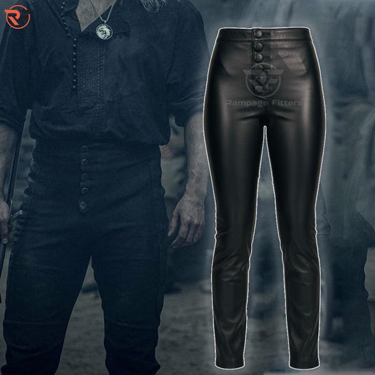 Men's Black Medieval Trousers - Witcher Leather Pants - Geralt Cosplay Costume