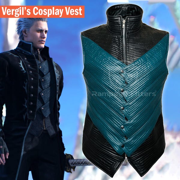 Vergil Vest: DMC 5 Cosplay Costume - Custom Fit Leather Vest