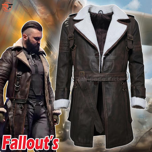 Elder Maxson Fallout 4 Distressed Coat: Real Leather Military Trench Cosplay Coat