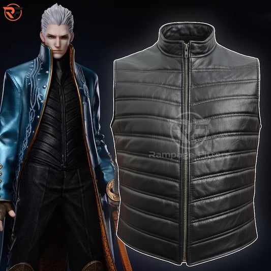 Vergil Devil May Cry's 5 Vest - Custom Fit Leather Vest Cosplay Costume