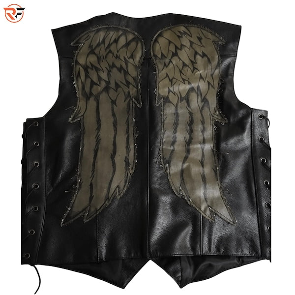 Daryl Dixon Season 11 Leather Vest: Angel Wings TWD Motorcycle Cosplay Costume