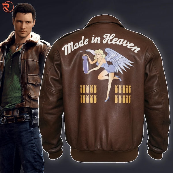 Made in Heaven Resident Evil 2 Jacket | Chris Redfield Leather Bomber Jacket – RE2 Cosplay Costume Gamer Jacket