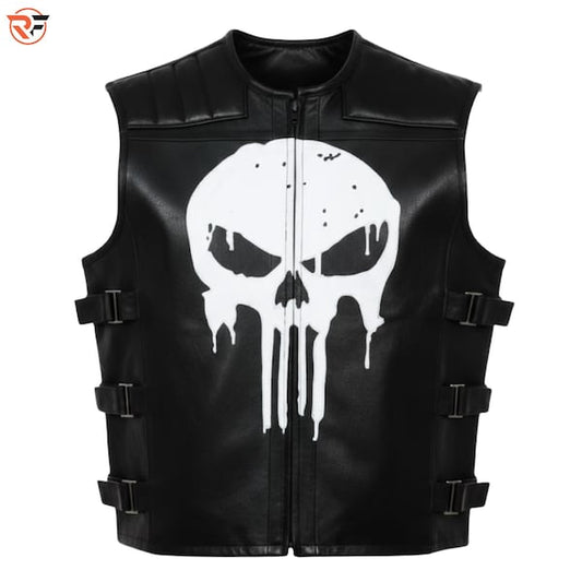 Skull Logo Leather Vest: Tactical Punishers Cosplay Costume