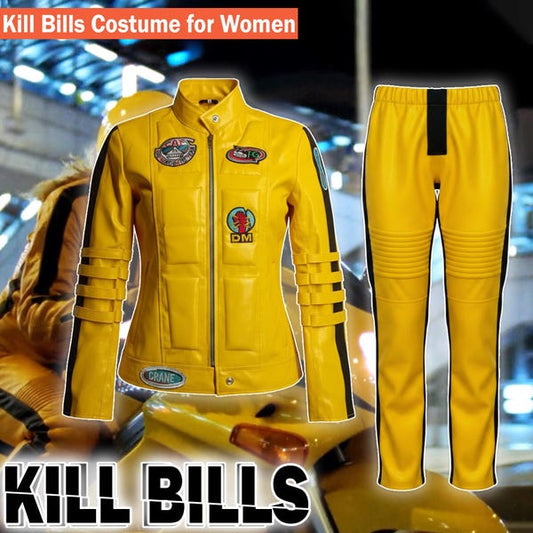 Kill Bill Yellow Leather Suit | The Bride Cosplay Costume | Beatrix Kiddo Jacket and Pants | Halloween Movie Outfit for Women