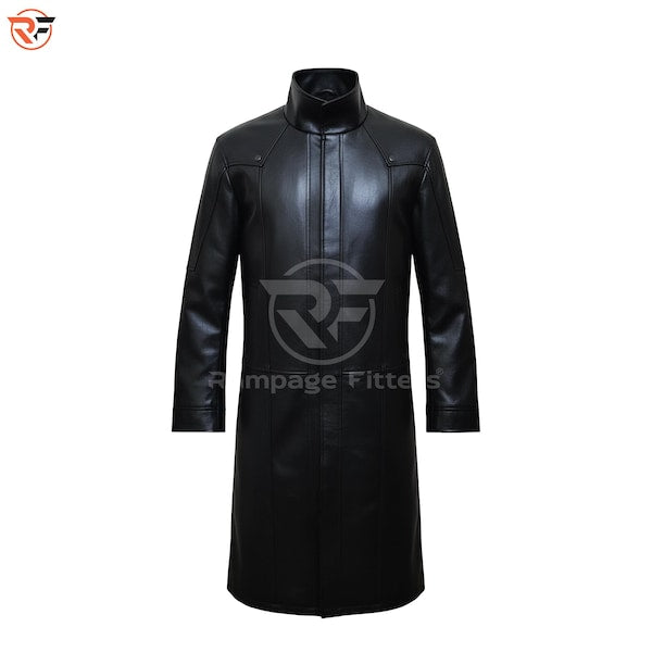 Shield Director Black Leather Coat | Comic Book Hero Cosplay Duster | Men's Long Tactical Leather Jacket | Secret Spy Costume Movie Replica